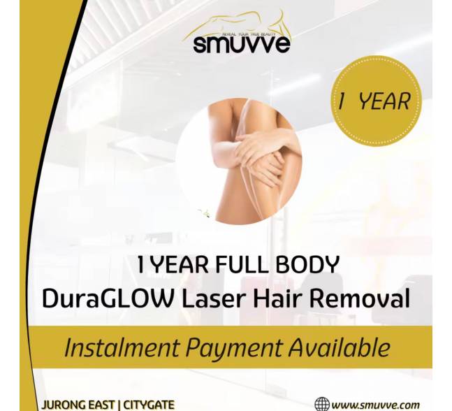 1 Year Full Body DuraGLOW Laser Hair Removal